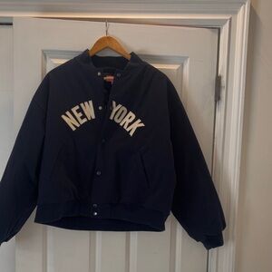 Edikted Navy Varsity Jacket with New York Design